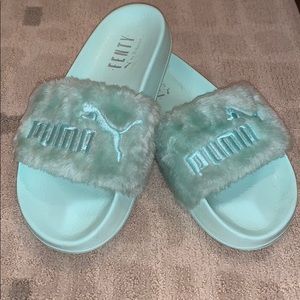 Mint green Fenty by Rihanna Puma Slides
